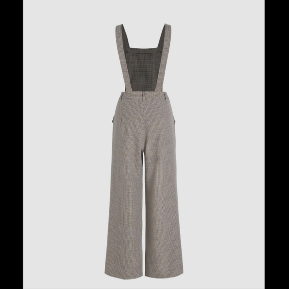 CIDER Houndstooth Brown and Tan Button Straight Leg Jumpsuit NWT Size Medium - Picture 2 of 7